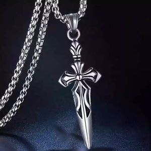 Unisex Stainless Steel Sword Cross Necklace